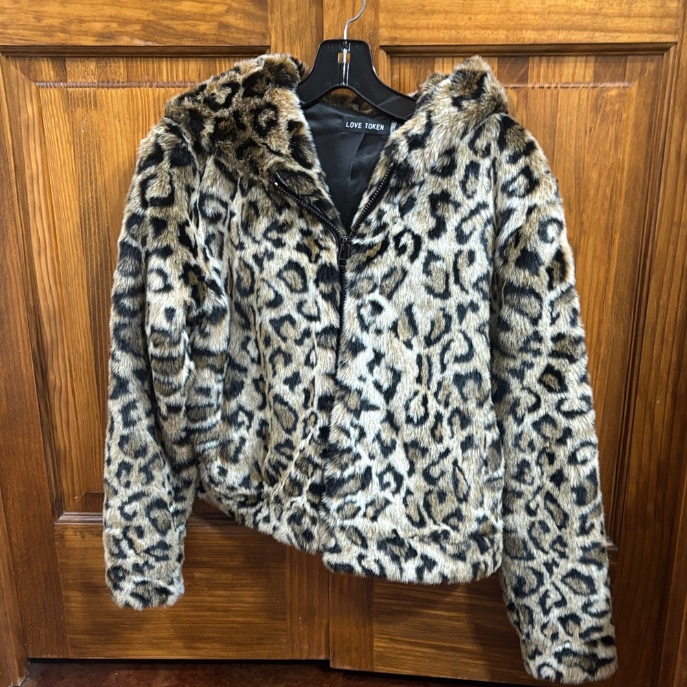 Love Token Animal Print Teddy Jacket